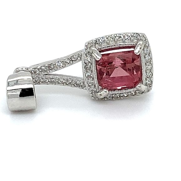 Rubellite 1.60ct White Gold Finish Silver Pendant - Picture 1 of 7